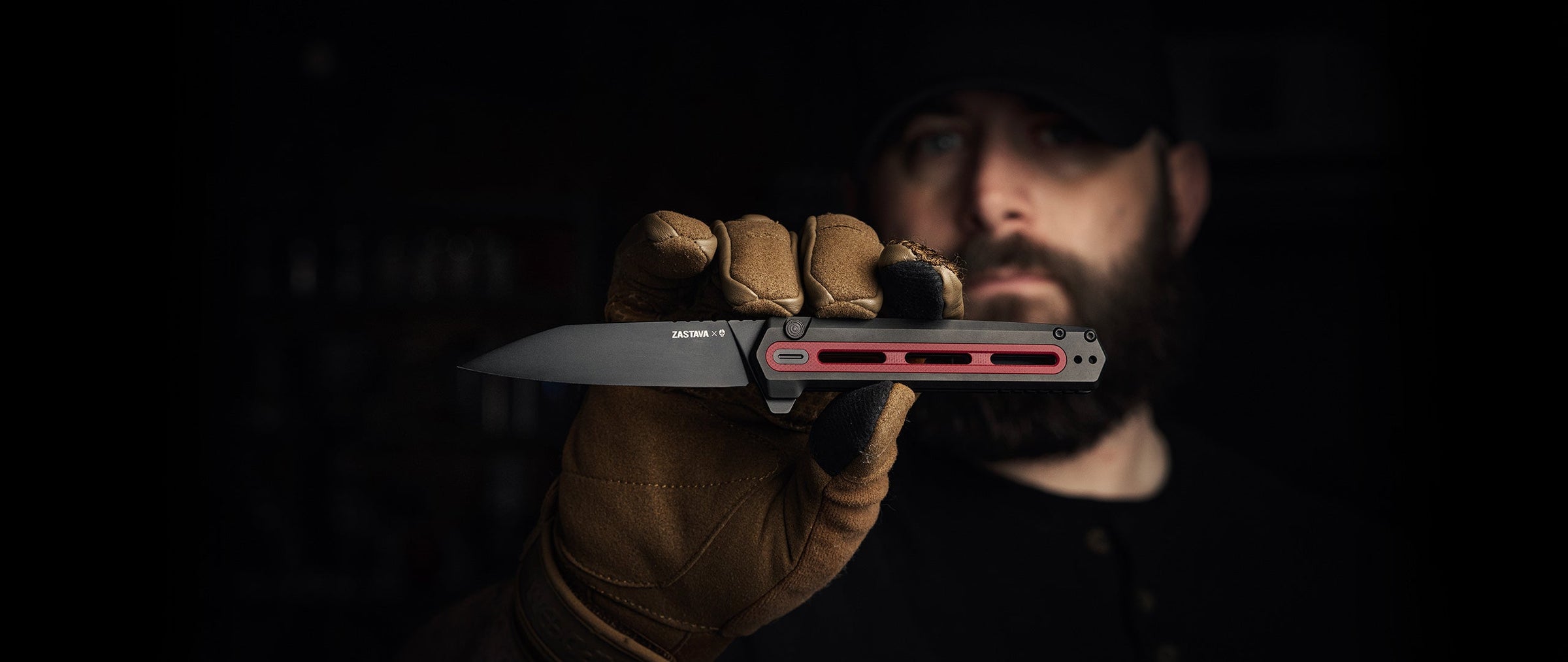 Close-up of a MagnaCut-marked knife blade