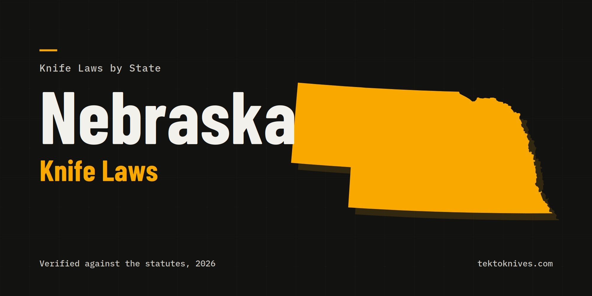 Nebraska knife laws: the state outline with the title Nebraska Knife Laws