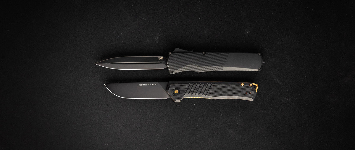 Black Automatic and Black Folding Knife