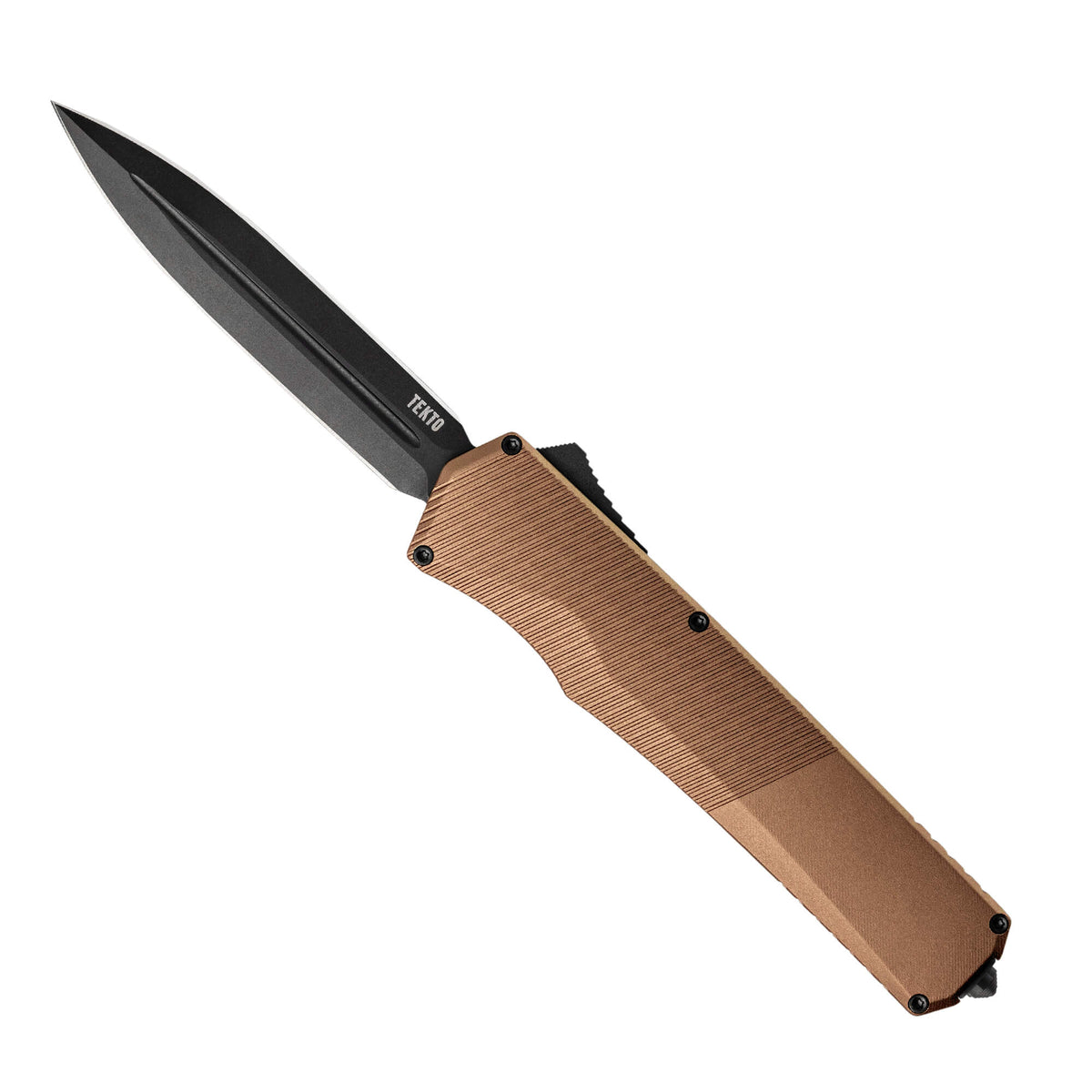 bronze--double edge,,Automatic-Knife-A5-Spry-Double-Edge-Black-6061-T6-Aluminum-Tekto-Knives