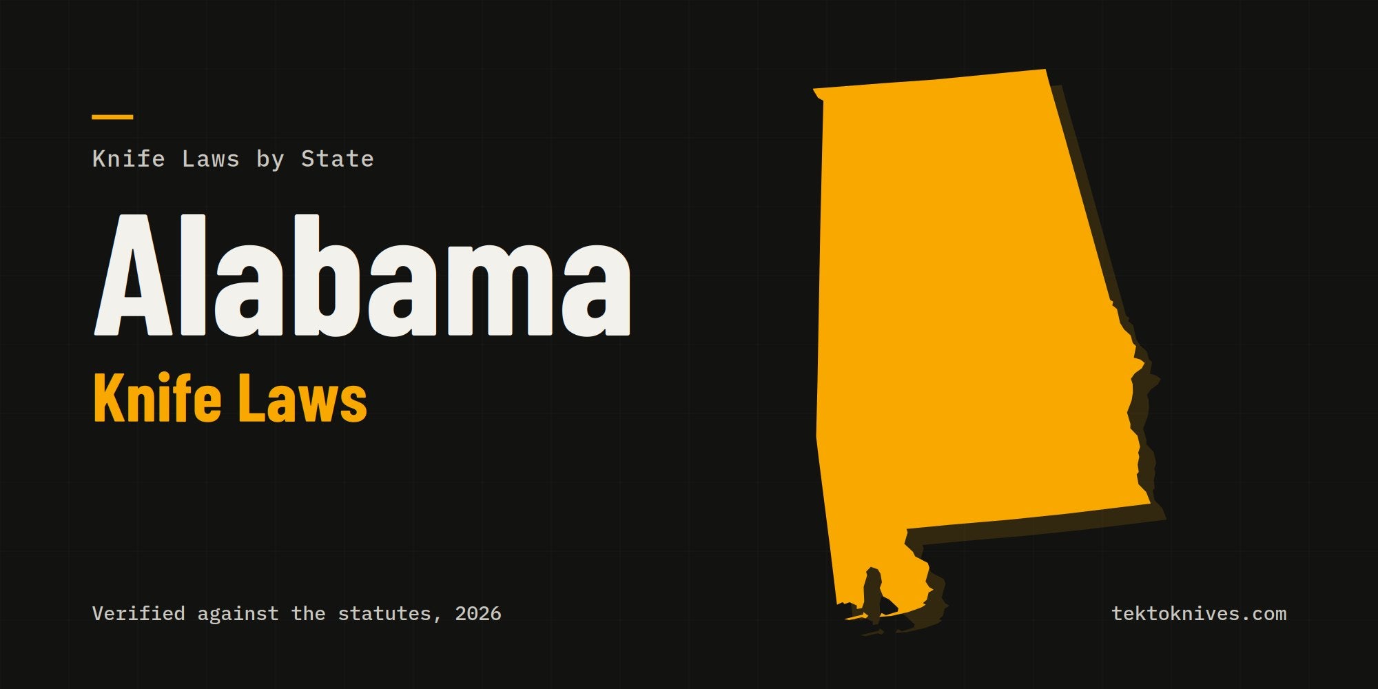 Alabama knife laws: the state outline with the title Alabama Knife Laws
