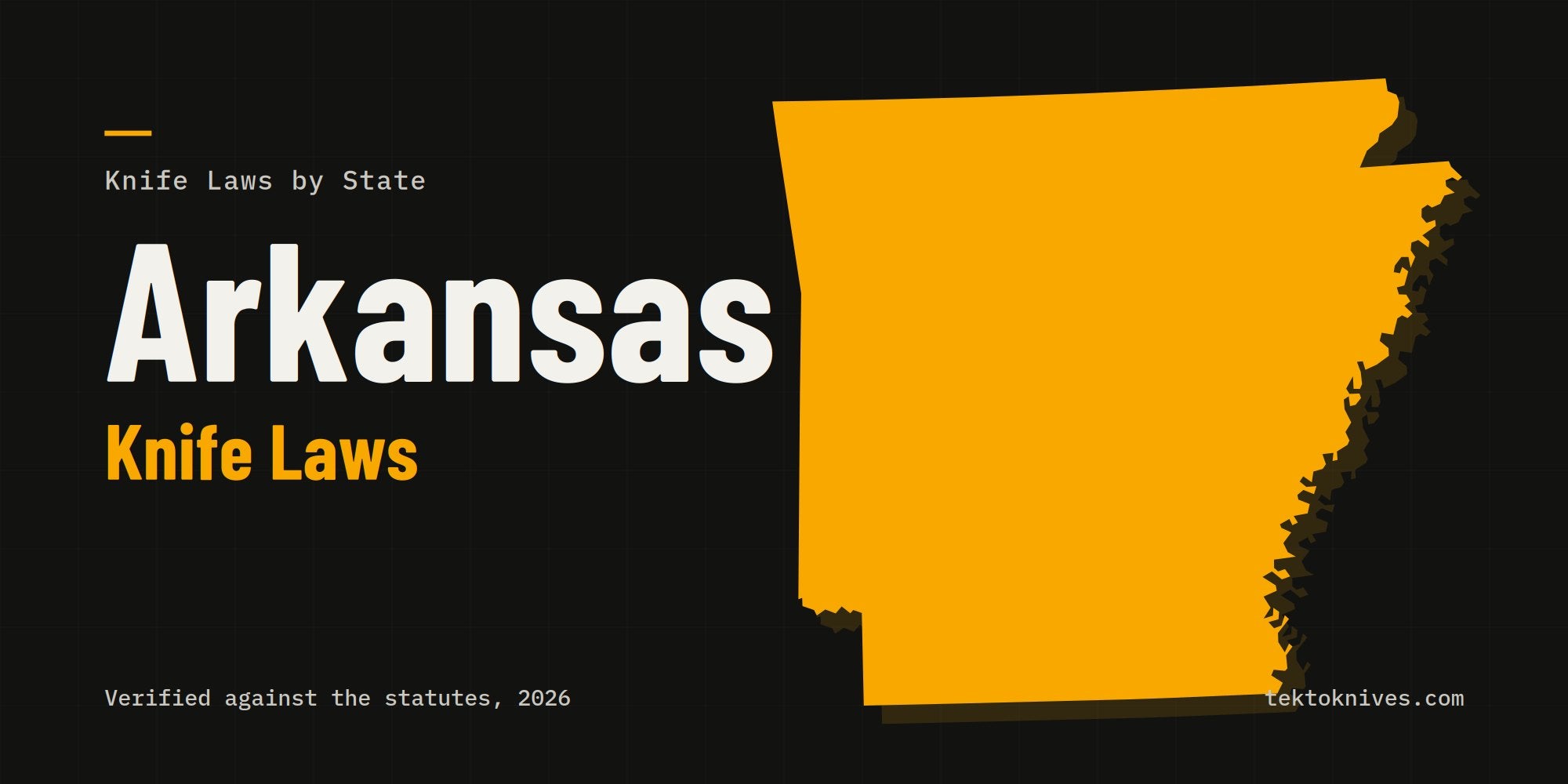 Arkansas knife laws: the state outline with the title Arkansas Knife Laws