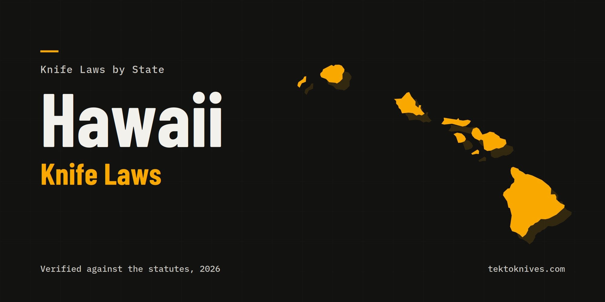 Hawaii knife laws: the state outline with the title Hawaii Knife Laws