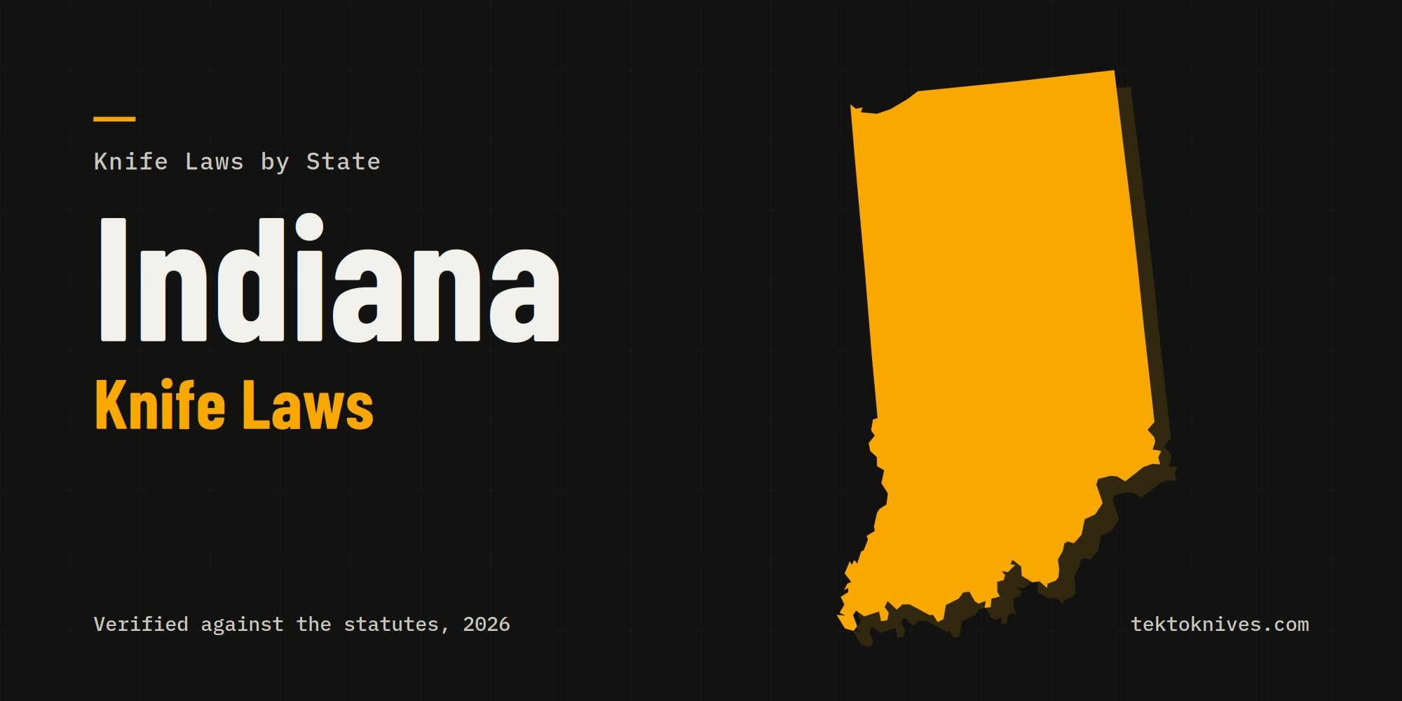 Indiana knife laws: the state outline with the title Indiana Knife Laws