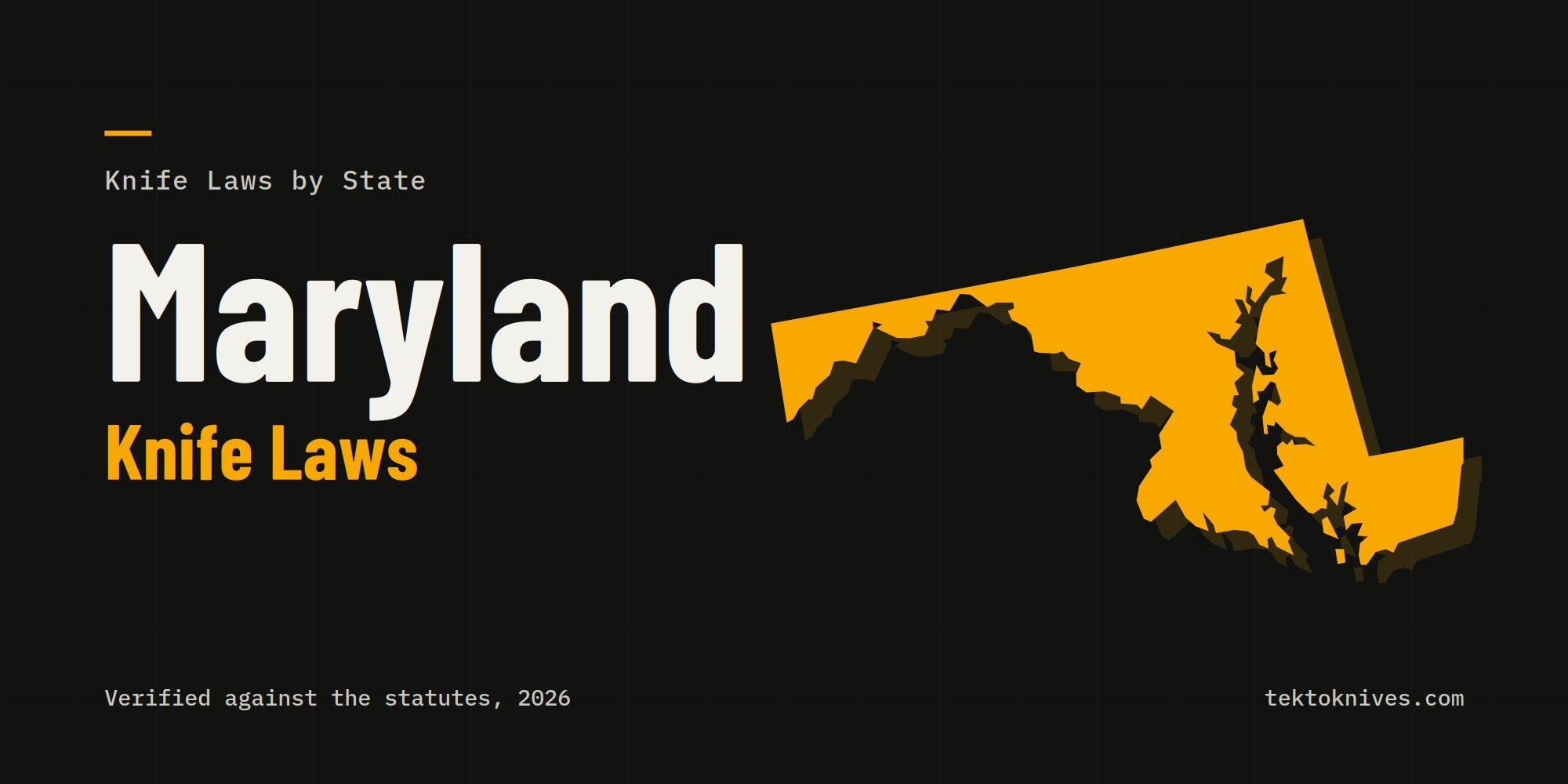 Maryland knife laws: the state outline with the title Maryland Knife Laws