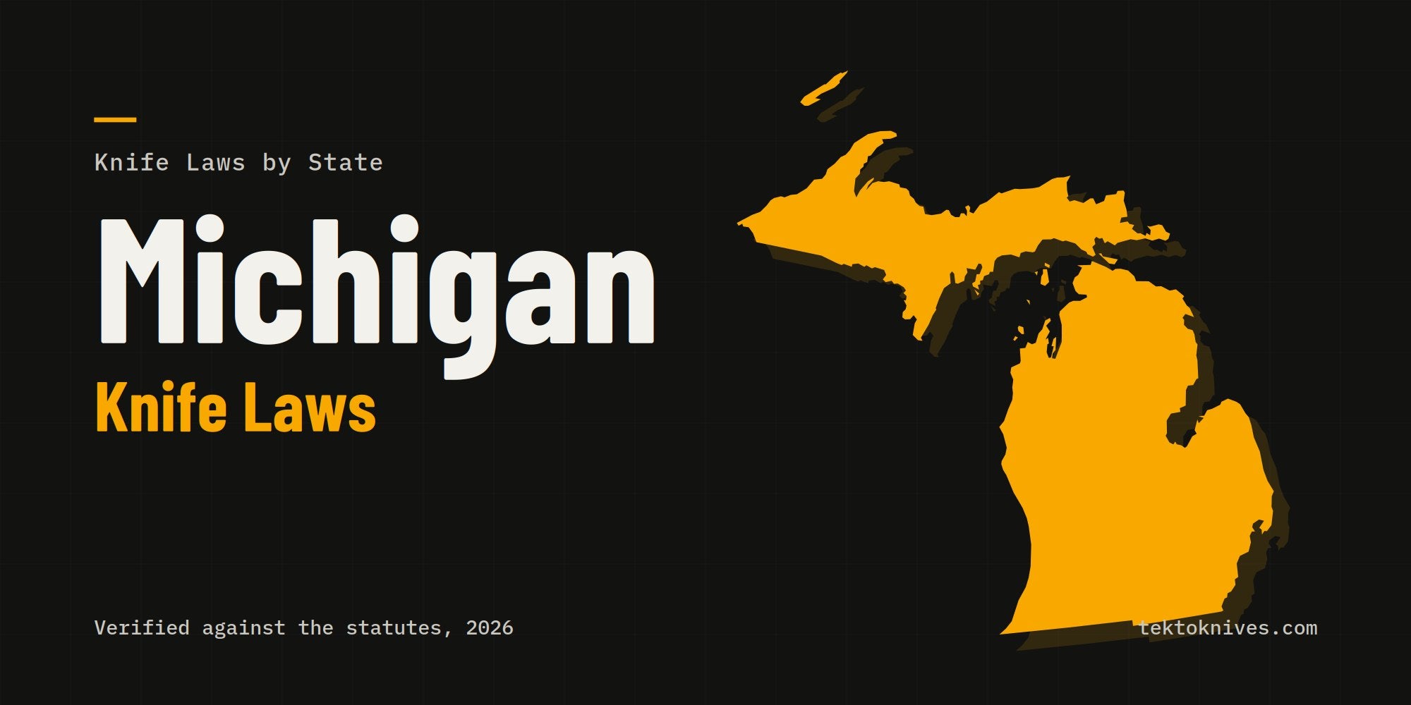 Michigan knife laws: the state outline with the title Michigan Knife Laws