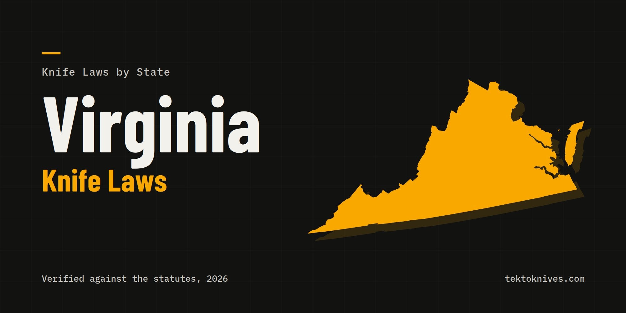 Virginia knife laws: the state outline with the title Virginia Knife Laws